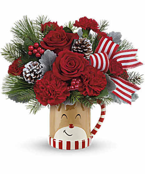 TELEFLORA'S SEND A HUG REINDEER WISH BOUQUEST